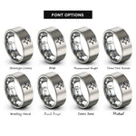 font options for inside engraving on silver sparkle halo rings