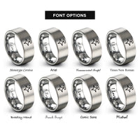 font options for inside engraving on silver sparkle halo rings