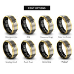 font options for inside engraving on black & gold & gray sparkle line rings