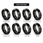 font options for inside engraving on black & gray sparkle line rings