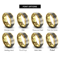 font options for inside engraving on gold & grey sparkle line rings