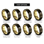 font options for inside engraving on gunmetal & gold sparkle line rings