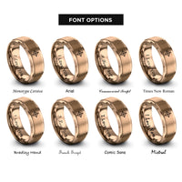 font options for inside engraving on rose gold sparkle line rings