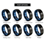 font options for inside engraving on black & blue sparkler rings