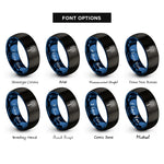 font options for inside engraving on black & blue sparkler rings