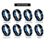 font options for inside engraving on blue & gray sparkler rings