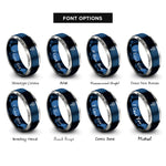 font options for inside engraving on blue & silver sparkler rings