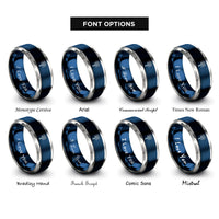 font options for inside engraving on blue & silver sparkler rings