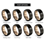 font options for inside engraving on black & rose gold sparkler glass rings