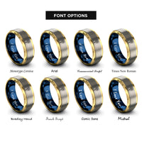 font options for inside engraving on gold & blue & silver sparkler rings