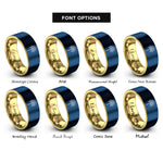 font options for inside engraving on gold & blue sparkler rings