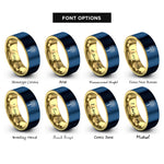 font options for inside engraving on gold & blue sparkler rings