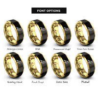 font options for inside engraving on black & gold sparrow rings
