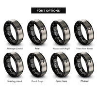 font options for inside engraving on black & silver sparrow rings