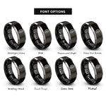 font options for inside engraving on black & silver spartan helmet rings