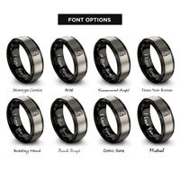 font options for inside engraving on black & grey spartan helmet rings