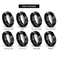 font options for inside engraving on black & gray spartan helmet rings