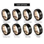 font options for inside engraving on black & rose gold spartan helmet rings