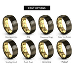 font options for inside engraving on gunmetal & gold spartan helmet rings