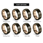 font options for inside engraving on gunmetal & rose gold spartan helmet rings