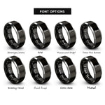 font options for inside engraving on black & grey spatula rings