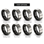 font options for inside engraving on black & grey spatula rings