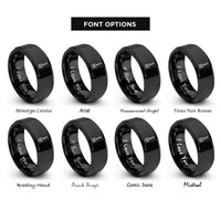 font options for inside engraving on black spatula rings