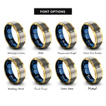 font options for inside engraving on gold & blue & gray spatula fork rings