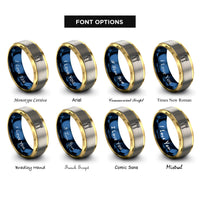 font options for inside engraving on gold & blue & gray spatula fork rings