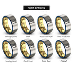 font options for inside engraving on gold & blue & grey spatula fork rings