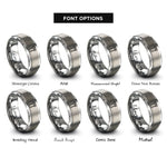 font options for inside engraving on grey spatula fork rings