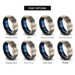 font options for inside engraving on rose gold & blue & grey spatula fork rings