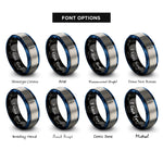 font options for inside engraving on black & blue & silver spear rings
