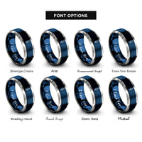 font options for inside engraving on blue & grey spear rings