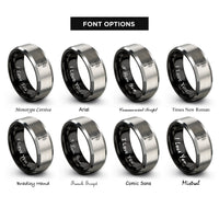 font options for inside engraving on black & gray spear of light rings