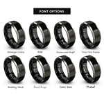 font options for inside engraving on black & silver spear shield rings