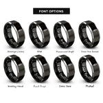 font options for inside engraving on black & gray spear tip emblem rings
