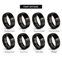 font options for inside engraving on black spear tip emblem rings