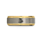 unisex tungsten wedding band – gold & blue & grey tungsten egg hunt silhouette wedding band