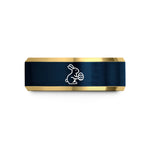 tungsten carbide ring set – gold & blue tungsten egg hunt silhouette wedding band