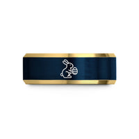 tungsten carbide ring set – gold & blue tungsten egg hunt silhouette wedding band