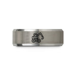 tungsten comfort fit band – black & gray tungsten feller buncher wedding band