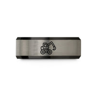 tungsten men's wedding band – black & gray tungsten feller buncher wedding band