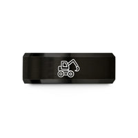 tungsten comfort fit band – black tungsten feller buncher wedding band