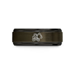 tungsten men's wedding band – gunmetal & black tungsten feller buncher wedding band