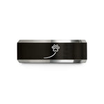 couples matching tungsten rings – black & grey tungsten paw trail wedding band