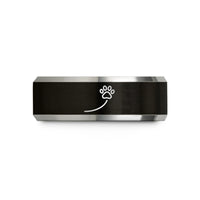 couples matching tungsten rings – black & grey tungsten paw trail wedding band
