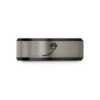 rose gold tungsten ring – black & silver tungsten paw trail wedding band