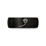 engraved tungsten ring men – black & rose gold tungsten paw trail wedding band