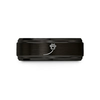 engraved tungsten ring men – black tungsten paw trail wedding band